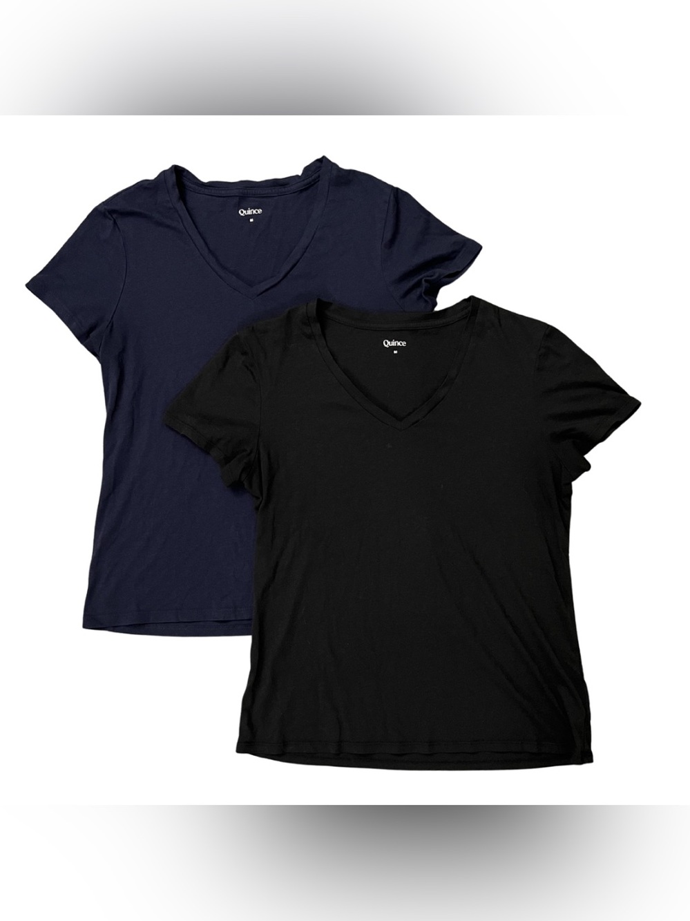 Quince Cotton Modal V-Neck Tee SET Medium Navy Black Minimalist Quiet Luxury Top